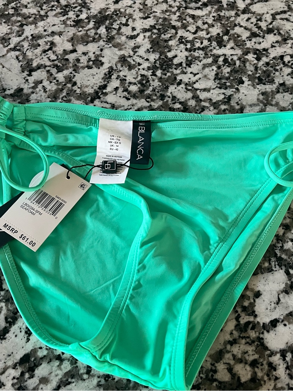 LA BLANCA ISLAND GODDESS SEAFOAM GREEN SIDE TIE HIPSTER BIKINI BOTTOM nwt - Picture 5 of 5